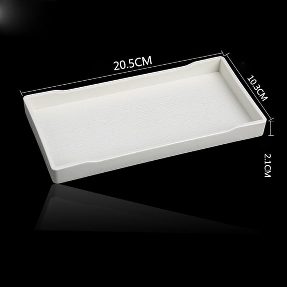 Zhi White Rectangular Plastic Tray Non-slip Water Cup Tea Tray Durable Lightweight for Home Office Tea Coffee Serving and Use