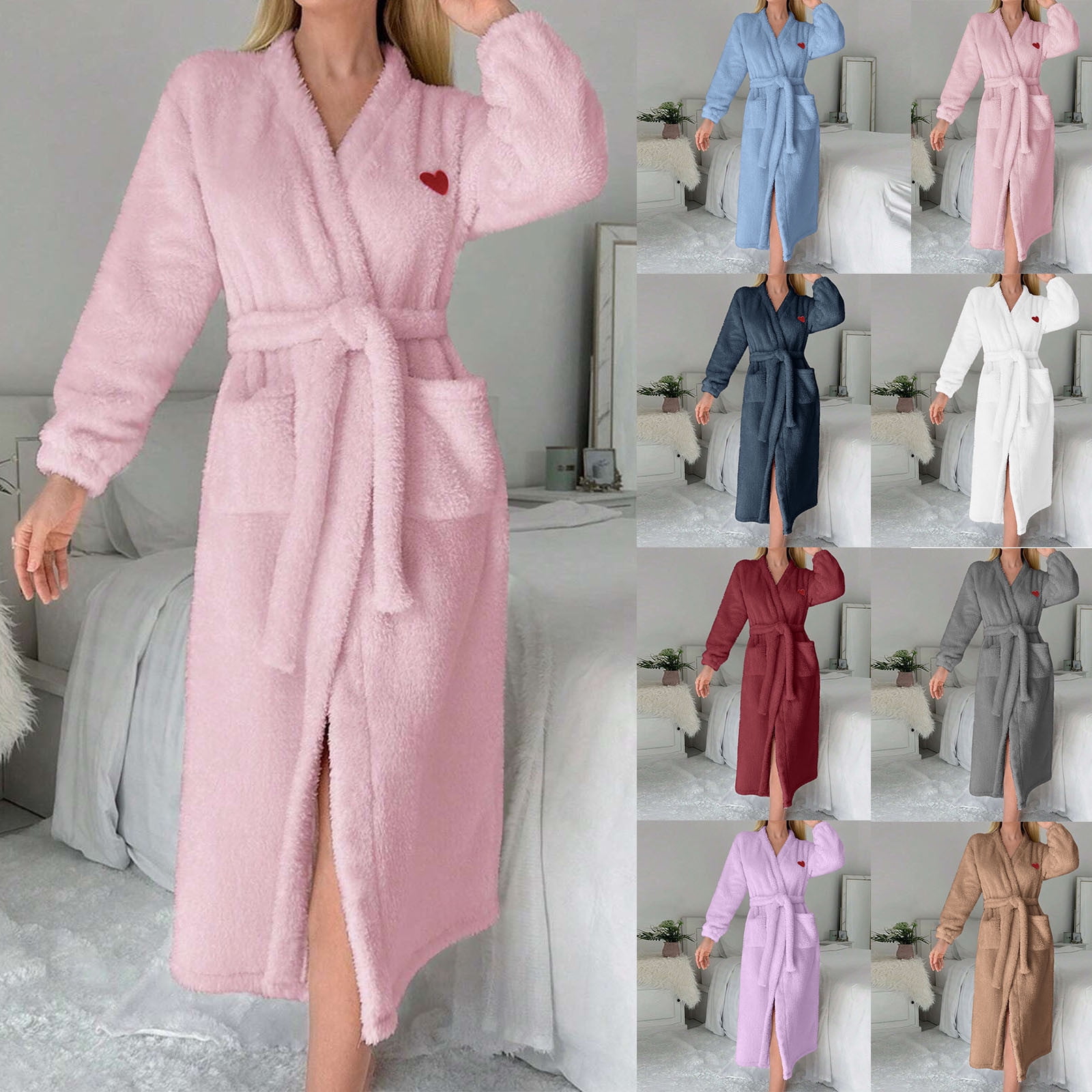 Zhi Women's Long Sleeve Velvet Robe - Solid Color, Luxe Fabric, Fall ...