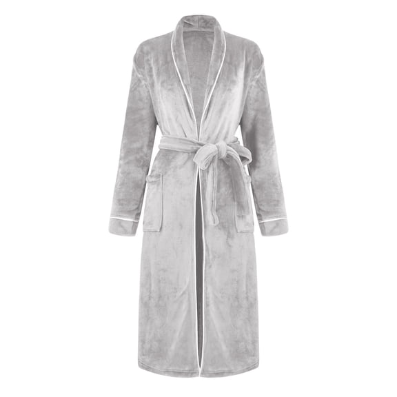 Zhi Women's Long Sleeve Velvet Robe - Solid Color, Luxe Fabric, Fall & Lounge Wear,Gray