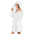 thumbnail image 1 of Zhi Women's Short Sleeve Fleece Robe - Solid Color, Warm Fabric, Winter & Sleep Wear,White, 1 of 6