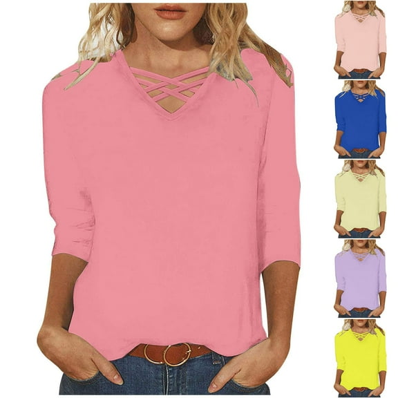 Zhi Women's Tie Neck 3/4 Sleeve Oversized Knit Top - Casual & Party Wear ,Beige ,S