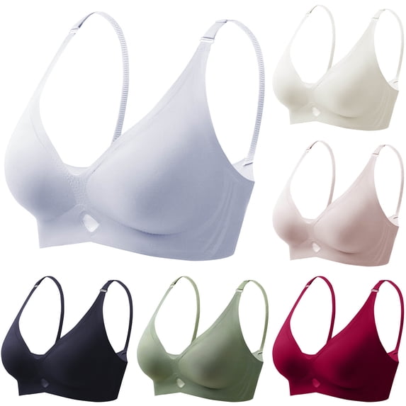 YLOMAY Bra Women Women Underware Back Snaps No Underwire Bras Solid Color Comfy Stylish Brassiere Loose Casual Wear Black L
