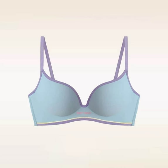 ZhiFeng Bras Women Women Underware Gathered Bras Solid Color Comfy Stylish Brassiere Lady Loose Everyday Wear Blue S