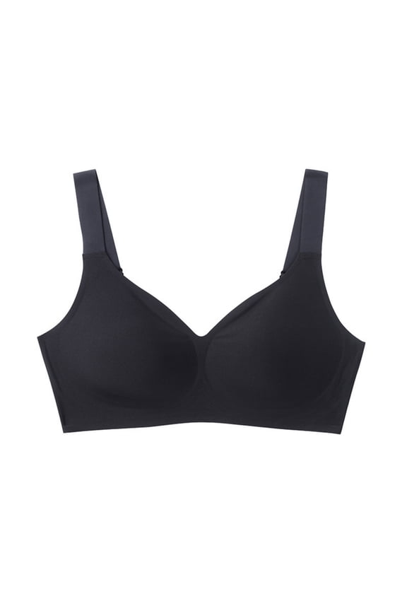 Bras Women Women‘s Underwear Gathered No Underwire Bras Solid Color Fashion Thin Brassiere Loose Everyday Wear Black L