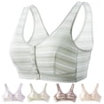 thumbnail image 1 of YLOMAY Bras for Women Women Underware Front Snaps No Underwire Bras Stripe Thin Brassiere Plus Size Daily Wear Beige L, 1 of 7