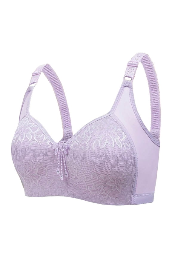 Bras for Women Women Underwear No Underwire Bras Solid Color Thin Brassiere Loose Casual Wear Purple XXL