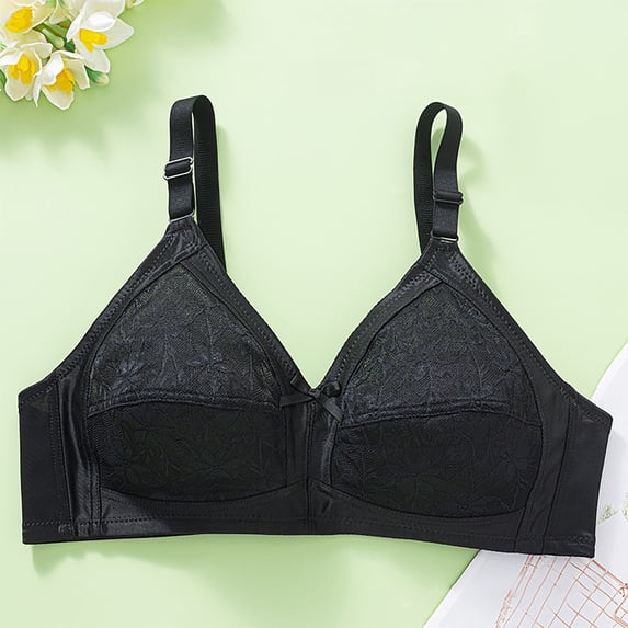 YLOMAY T Shirt Bra Women Underware Push up No Underwire Bras Solid Color Stylish Brassiere Loose Daily Wear Black XXL