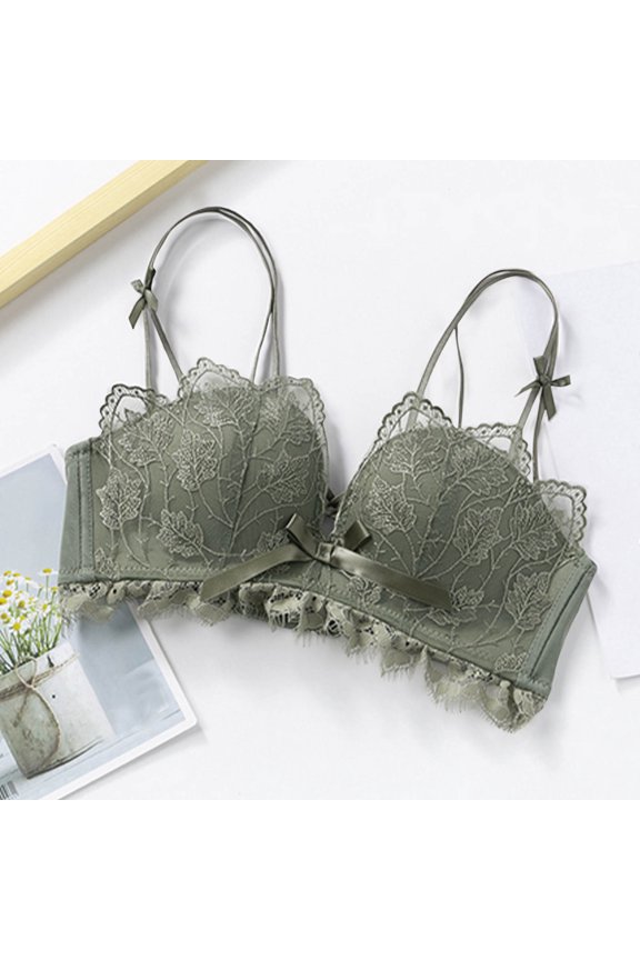 T-Shirt Bra Women‘s Underwear Back Snaps No Underwire Bras Solid Color Comfy Stylish Brassiere Loose Everyday Wear Green 36/80AB