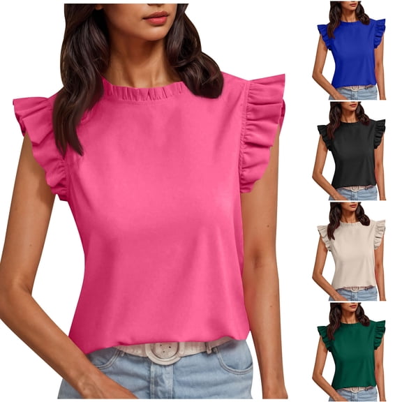 ZhiFeng Tshirts Women Tops for Women Crew Neck Short Sleeved Blouse Solid Color Lightweight Loose Fit Tops Ladies Travel Summer Shirt Beige