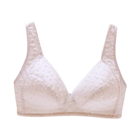 YLOMAY Woman's Bra Underwear Womens No Underwire Bras Solid Color Fashion Thin Brassiere Loose Daily Wear Beige M