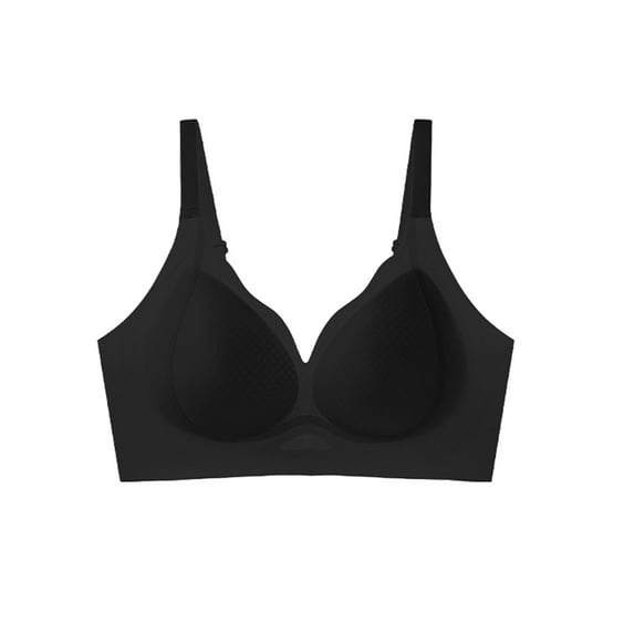 ZhiFeng Women Bra Underwear for Women Gathered Bras Solid Color Breathable Brassiere Lady Loose Casual Wear Black XXL