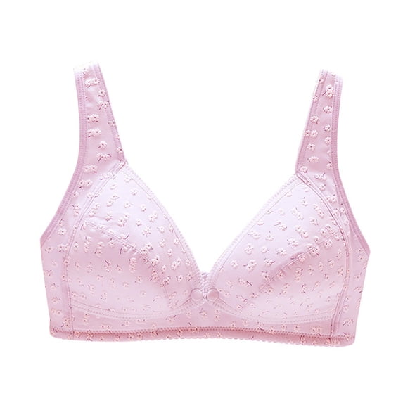 YLOMAY Women Bra Womans Underwear No Underwire Bras Solid Color Fashion Thin Brassiere Loose Casual Wear Pink S