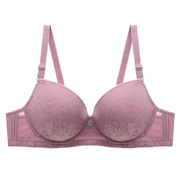ZhiFeng Women’s Bra Underwear Womens Beautiful Back Gathered Bras Solid Color Breathable Brassiere Ladies Loose Casual Wear Purple XXXXL