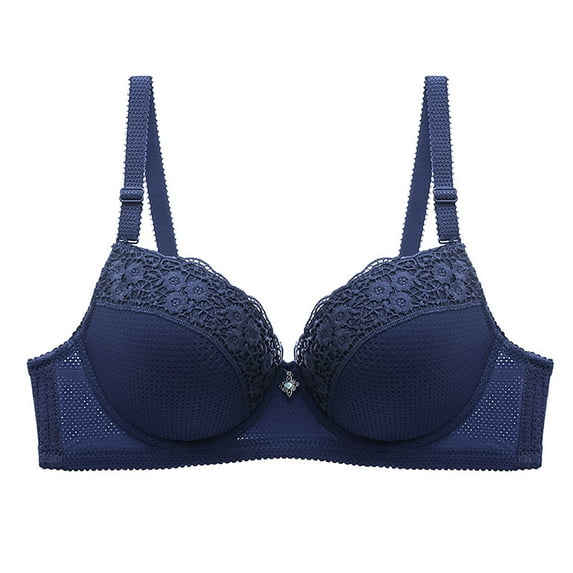 YLOMAY Women’s Bra Women’s Underwear Beautiful Back Gathered Bras Solid Color Breathable Brassiere Lady Loose Daily Wear Dark Blue XXL