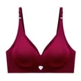 thumbnail image 1 of YLOMAY Women's Bras Womens Underwear Back Snaps No Underwire Bras Solid Color Comfy Stylish Brassiere Loose Casual Wear Wine L, 1 of 5