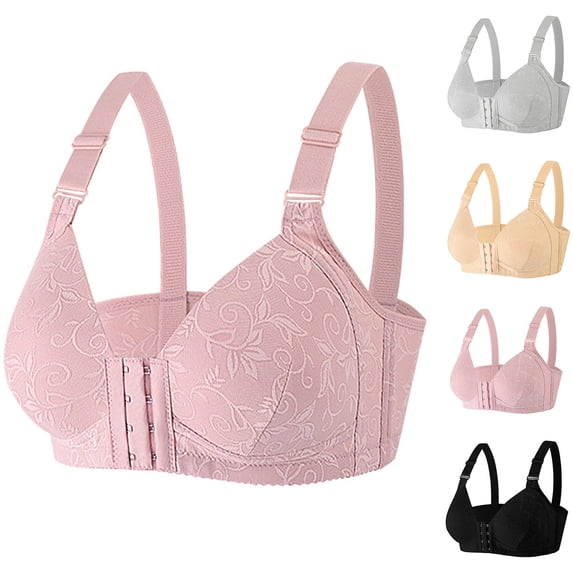 YLOMAY Womens Bra Underwear for Women Front Snaps Beautiful Back No Underwire Bras Solid Color Stylish Brassiere Loose Casual Wear Black L