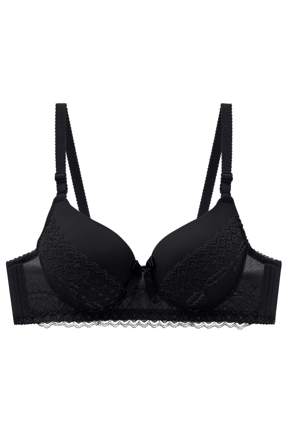 Womens Bra Womens Underwear Gathered No Underwire Bras Solid Color Fashion Thin Brassiere Loose Everyday Wear Black 38