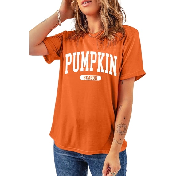 ZhiHiMeRi Women's Pumpkin Season Graphic Tee, Relaxed Fall Short Sleeve 2XL