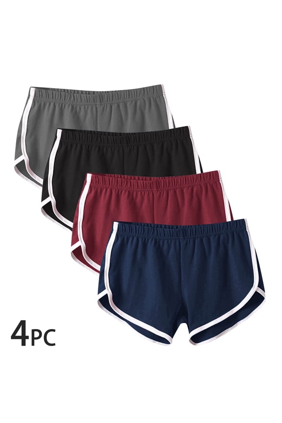 4 Pack Womens Athletic Gym Shorts Lounge Solid Casual Elastic Waist Shorts Utility Workout Going Out Shorts
