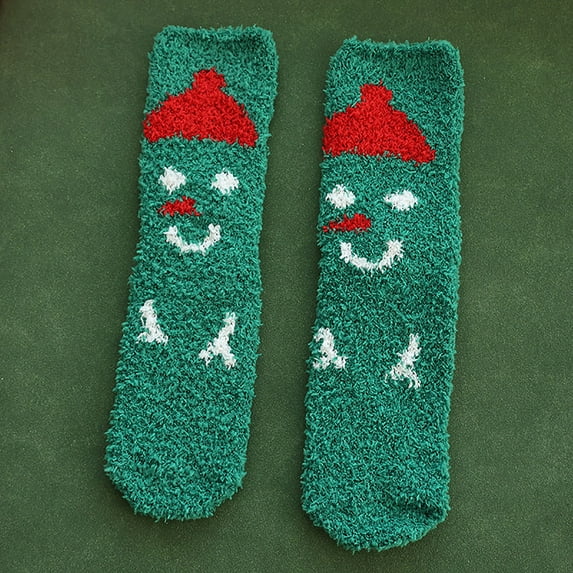ZhiZhuang Christmas Crew Socks for Women,Winter Warm Cozy Striped Socks,Women Plush Slipper Socks,Women Winter Thermal Socks Size 9-11 Crew Socks