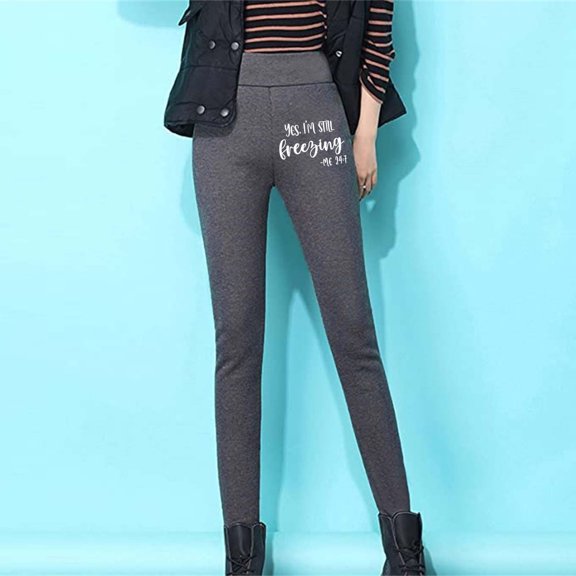 ZhiZhuang Clearance Fleece Lined Tights for Women Warm Winter Wool Pants Tummy Control Yoga Trousers