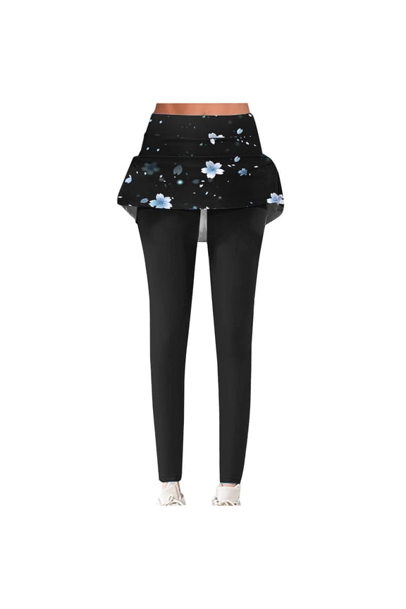 Leggings with Skirts Women Athletic Stretchy Yoga Tennis Skirt Pants with Pocket