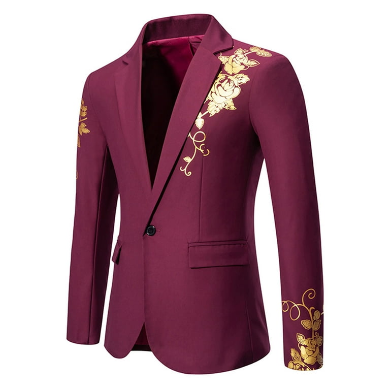 ZhiZhuang Men s Blazer Suit Mens Floral Tuxedo Jacket Lapel Sequin Blazer Suit Dinner Party Prom Wedding Blazer Walmart