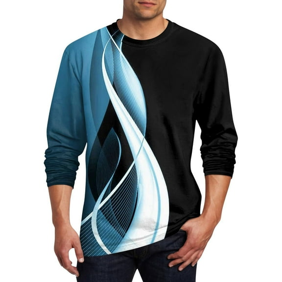 ZhiZhuang·Mens Long Sleeve Shirts,Men Casual Printing Crew Neck Pullover Athletic Gym Workout T Shirts Long Sleeve Fishing Shirts