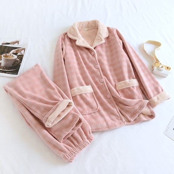 ZhiZhuang Plush Womens Two Piece Pajamas Set,2 Piece Loungewear Long Sleeve Fleece Sleep Sets Cozy Mock Neck Pajama Outfits