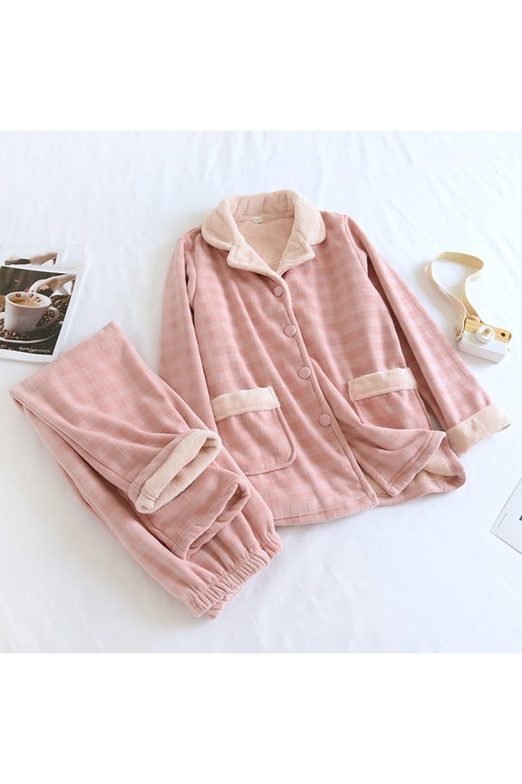Plush Womens Two Piece Pajamas Set,2 Piece Loungewear Long Sleeve Fleece Sleep Sets Cozy Mock Neck Pajama Outfits