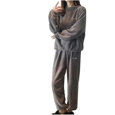 ZhiZhuang Super Soft Pajamas for Women Set,Long Sleeve Top And Lounge Pant With Pockets Sleepwear Set Oufits