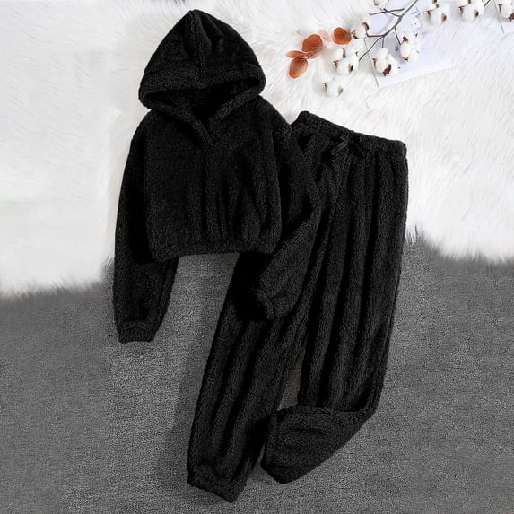ZhiZhuang Woman Winter Fleece Pajamas Set,2 Piece Loungewear Long Sleeve Fleece Sleep Sets Cozy Mock Neck Pajama Outfits