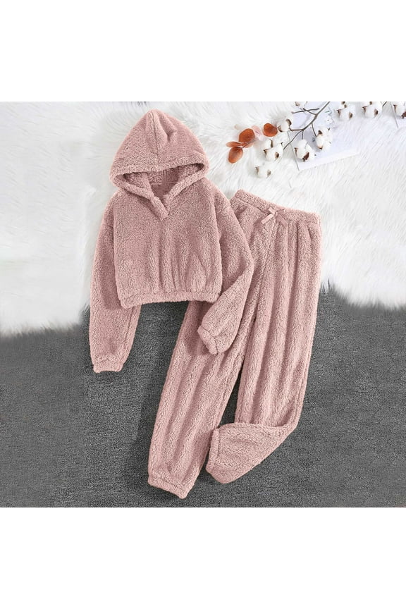 Woman Winter Fleece Pajamas Set,2 Piece Loungewear Long Sleeve Fleece Sleep Sets Cozy Mock Neck Pajama Outfits