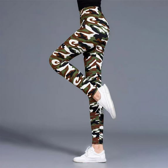 ZhiZhuang Women's Brushed Camo Leggings Stretchy High Waist Sports Casual Bottom Workout Pants Trousers