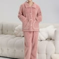 thumbnail image 1 of ZhiZhuang Women's Fleece Plush Pajama Set,Women's Knit Matching Lounge Sets Long Sleeve V Neck Sweaters Wide Leg Pants Tracksuits, 1 of 6