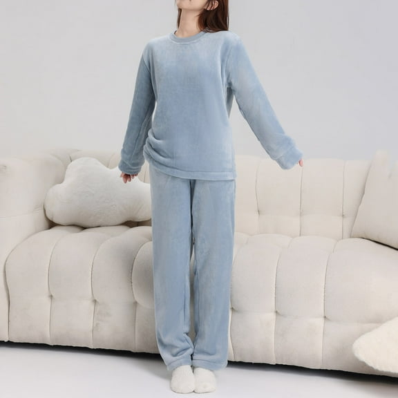 ZhiZhuang Women's Fuzzy Pajama Sets,Fleece Pullover Pants Winter Loose Plush Lounge Sets 2 Piece Cozy Sleepwear Loungewear