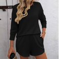 thumbnail image 1 of ZhiZhuang Women’s Long Sleeve Lounge Set Casual Pullover and Shorts Jogger Set Two Piece Outfits with Pockets, 1 of 6