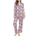 thumbnail image 1 of ZhiZhuang Women's Pajama Set Plus Size,Women Casual Fashion Christmas Printed Long Sleeved Button Lapel Set Casual Top Pants Pajama Set, 1 of 5
