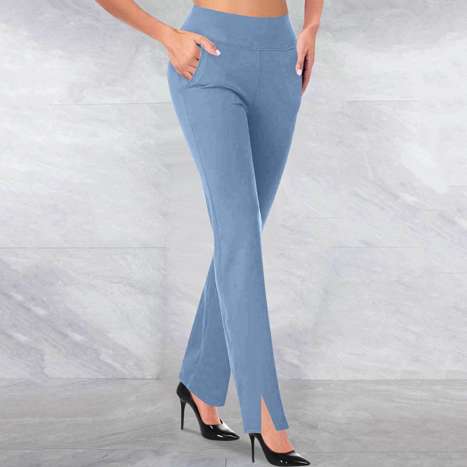 ZhiZhuang Women's Yoga Dress Pants Tummy Control Workout Leggings Stretchy  Office Casual Pants with Pockets - Walmart.com
