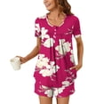 thumbnail image 1 of ZhiZhuang Womens Pajama Set 2024,Women Plus Size Loungewear Sleepwear Set Casual Round Neck Short Sleeve Tops with Pants Two Piece Pajamas Suit, 1 of 6