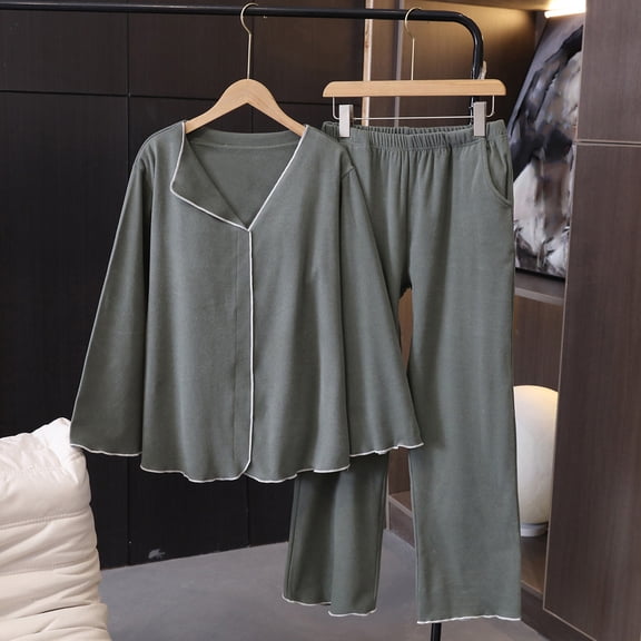 ZhiZhuang Womens Two Piece Pajamas Set ,Women 2 Piece Lounge Sets Winter Warm Pajamas Sweatsuits with Pockets