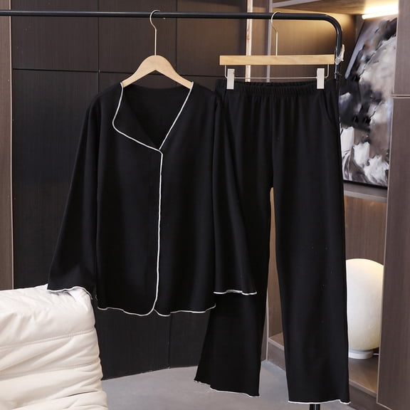 ZhiZhuang Womens Two Piece Pajamas Set, Women 2 Piece Lounge Sets Winter Warm Pajamas Sweatsuits with Pockets