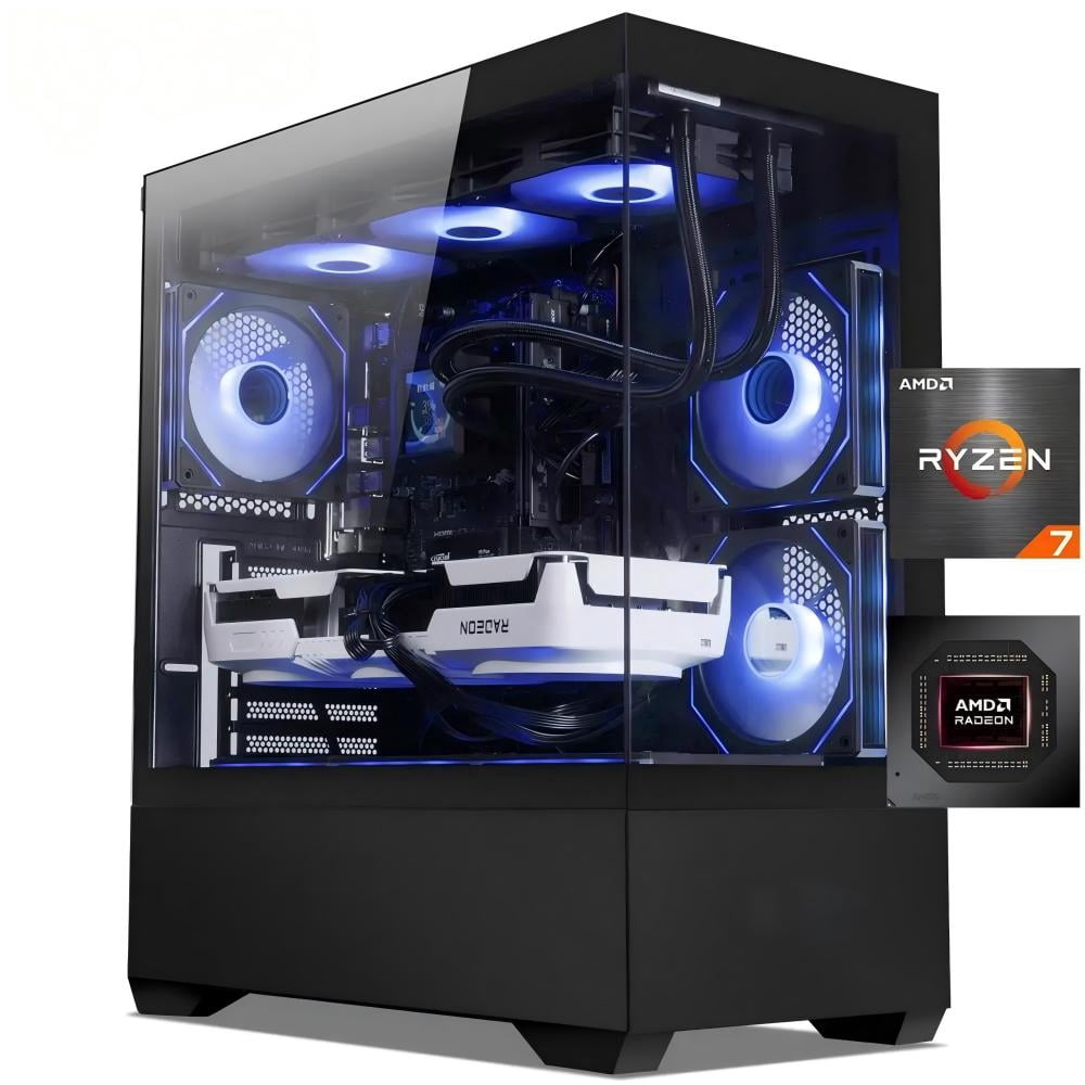Zhic Gaming Desktop PC,AMD Ryzen 7 9700X, RX 9070 XT 16G, 32GB