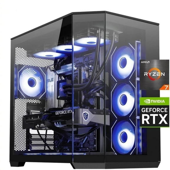 Zhicgcp Gaming Desktop PC, AMD Ryzen7 9800X3D, Radeon RX9070XT 16G, 2TB NVMe M.2, 32GB DDR5,X870-P,1250W,360mm Liquid Cooler,Windows 11