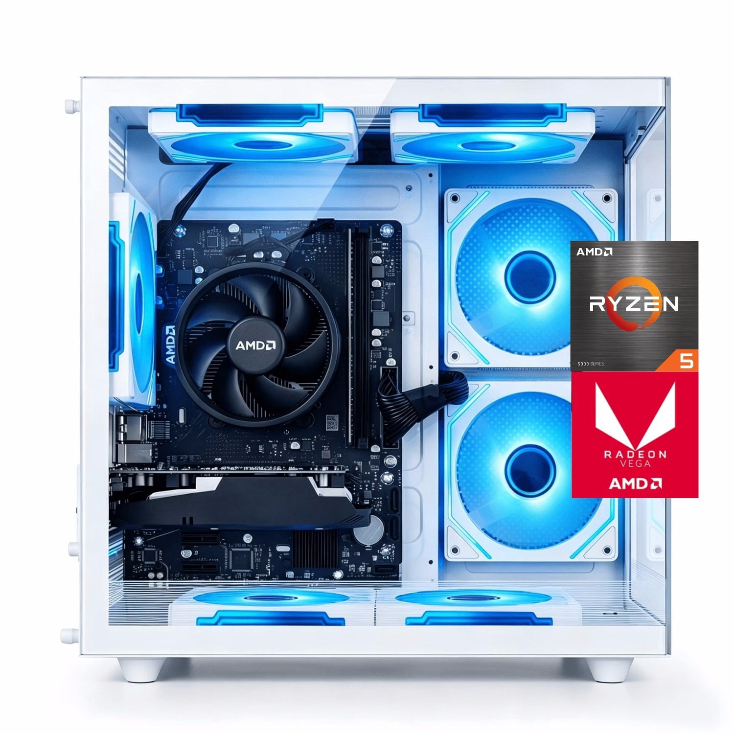 Zhicgcp Gaming Desktop Pc, AMD Ryzen 5 3500X,Radeon RX 560, 512GB SSD, 16GB Ram, Windows 11 Home