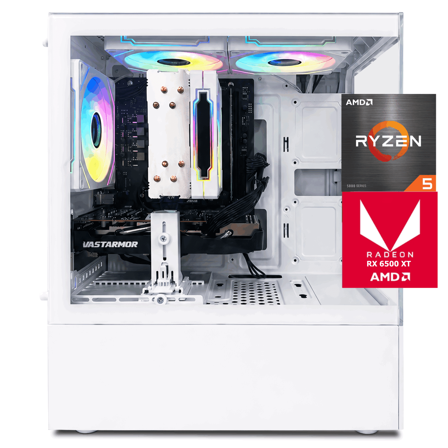 Zhicgcp Gaming Desktop Pc, Amd Ryzen 5 5500,Radeon RX 6500 Graphics, 512GB SSD, 16GB Ram, Windows 11 Home