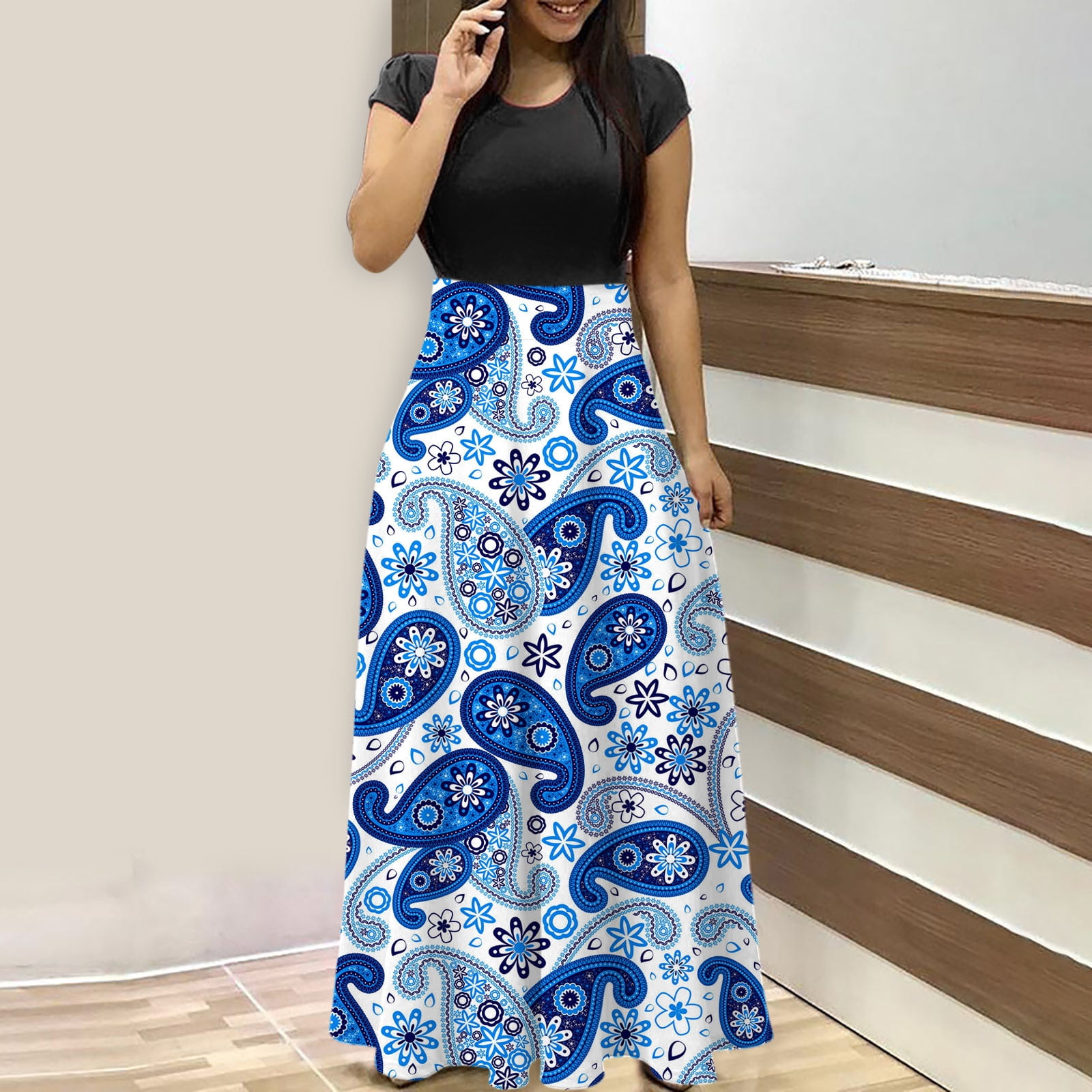 Zhifulu Summer Beach Dress 2022 Summer Casual Dress for Women Crewneck Short Sleeve Solid Loose Shift Midi Sun Dress Vintage Cotton Linen Pocket