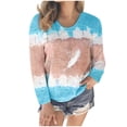 thumbnail image 1 of Zhifulu Women's Cute Shirt Tops Women's Casual Pullover Feather Print V-Neck Fall Winter Sweatshirt Long Sleeve Breathable Lightweight Loose Tee Tops, 1 of 3