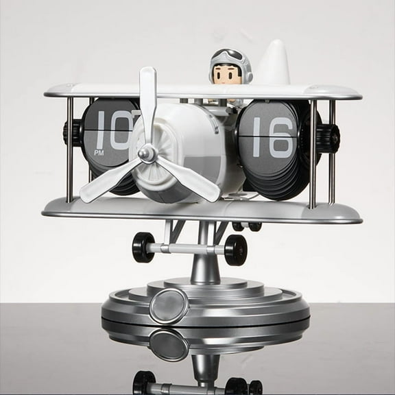 Zhihuico Airplane Flip Clock,Silent digital desktop clock with automatic flip mechanism,Mechanical Flip Clock with Airplane Shape,Automatic Flip Clock