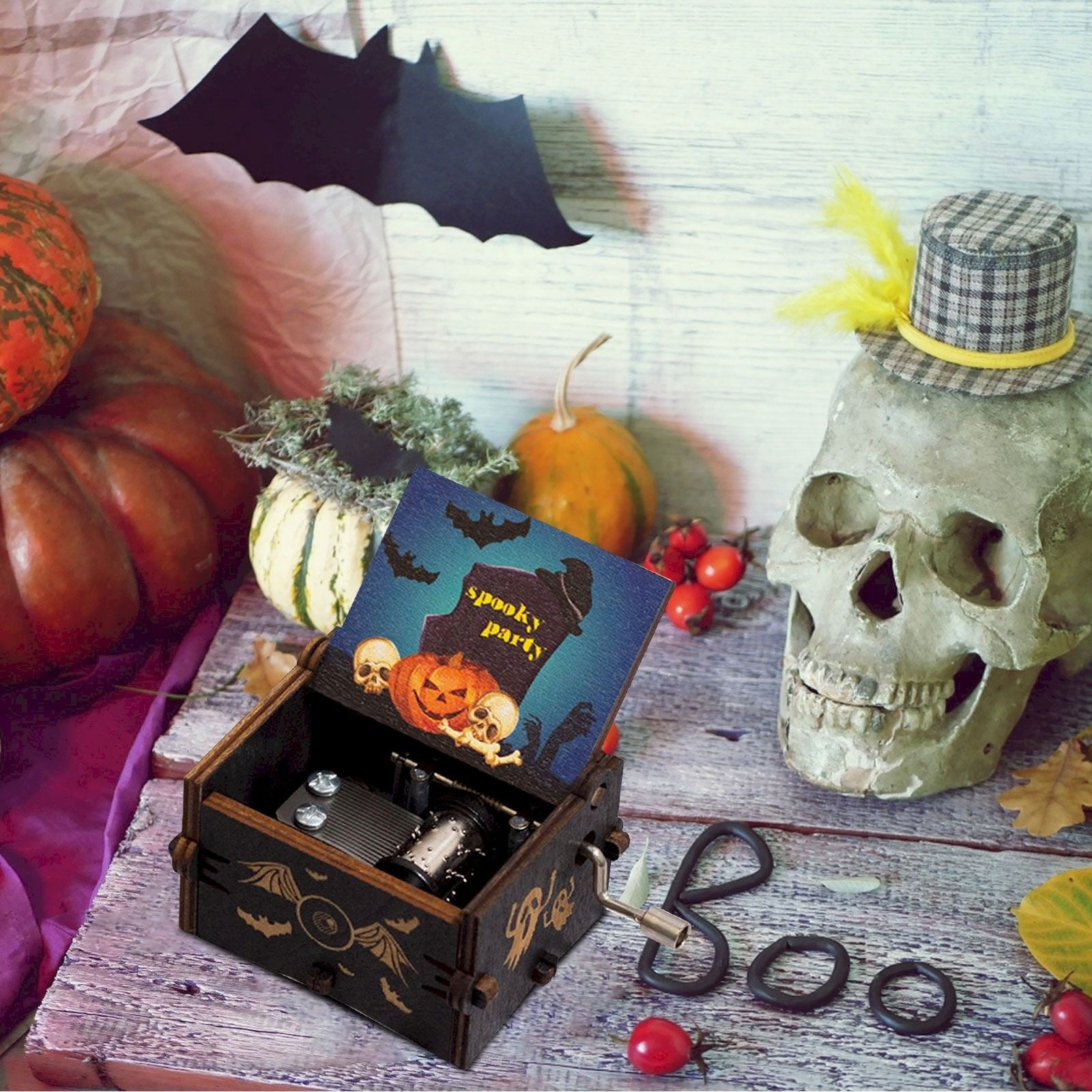 Zhiui Space Themed Bedroom Decor Hand Cranked Music Box Halloween Music ...